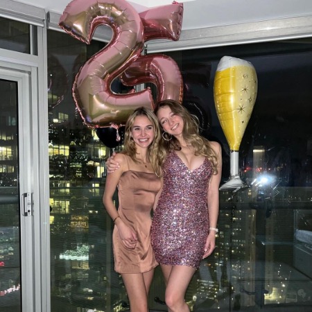 Nikki Roumel enjoying her sister Talia Roumeliotis's  26th birthday.